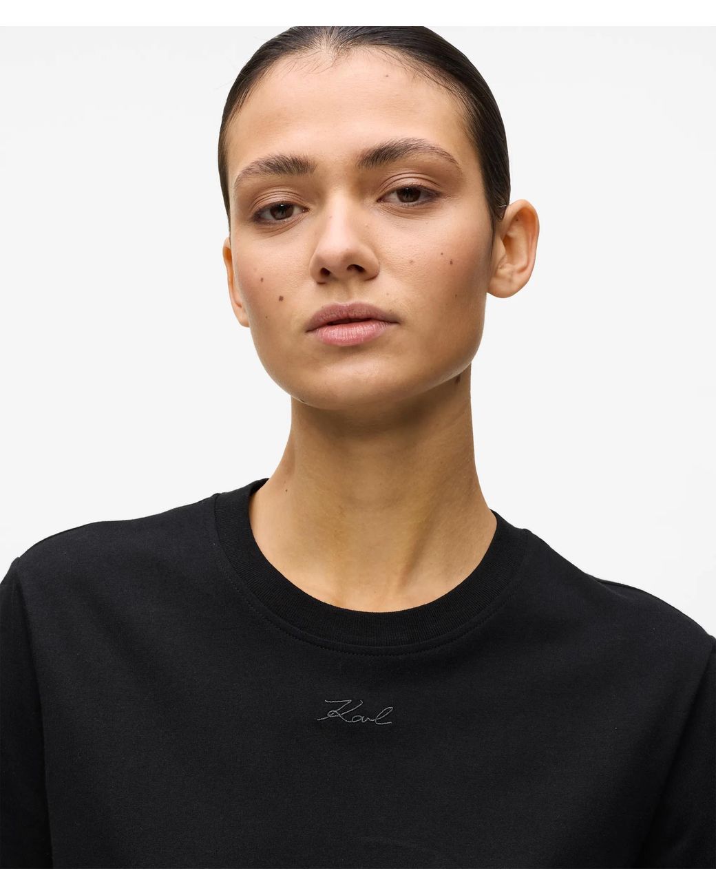 Karl Lagerfeld Black Signature Regular-Fit T-Shirt, Damen, Größe