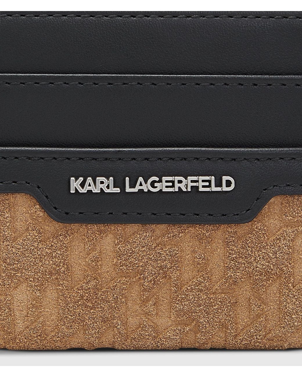 Karl Lagerfeld Black K/Monogram Suede Cardholder for men