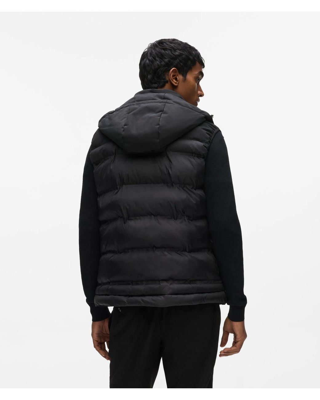 Karl Lagerfeld Black Hooded Padded Gilet for men