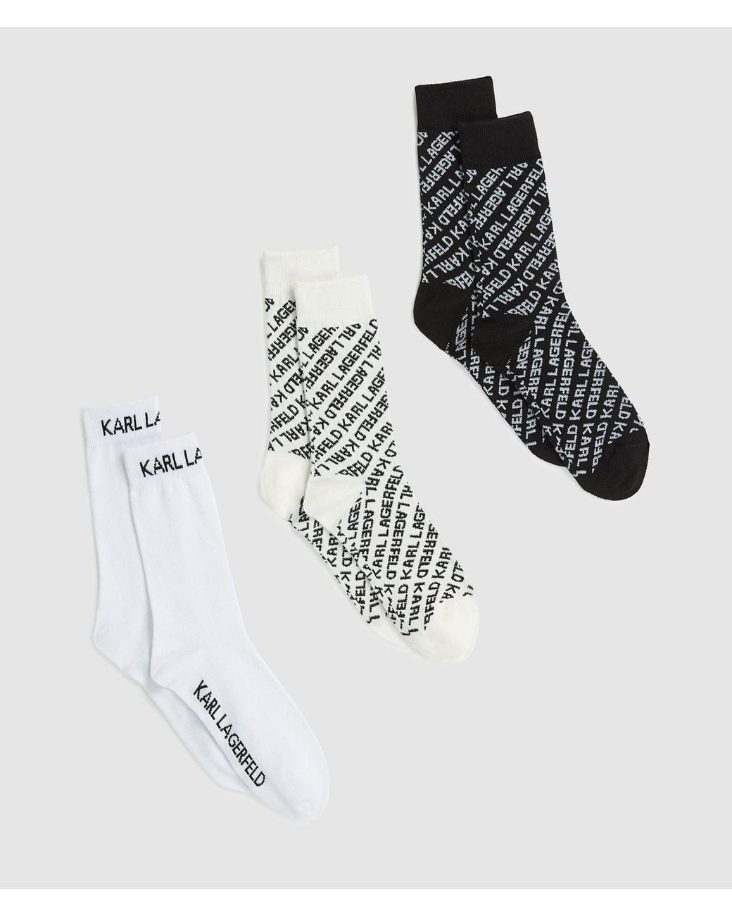 Karl Lagerfeld Metallic All-Over Logo Socks – 3-Pack, Multicoloured