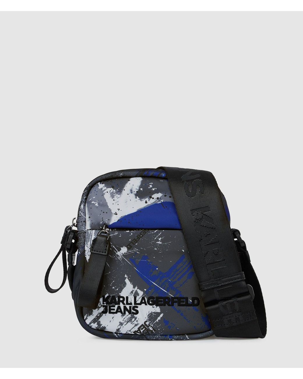 KL Jeans Black Graffiti Print Crossbody Bag, Multicoloured for men