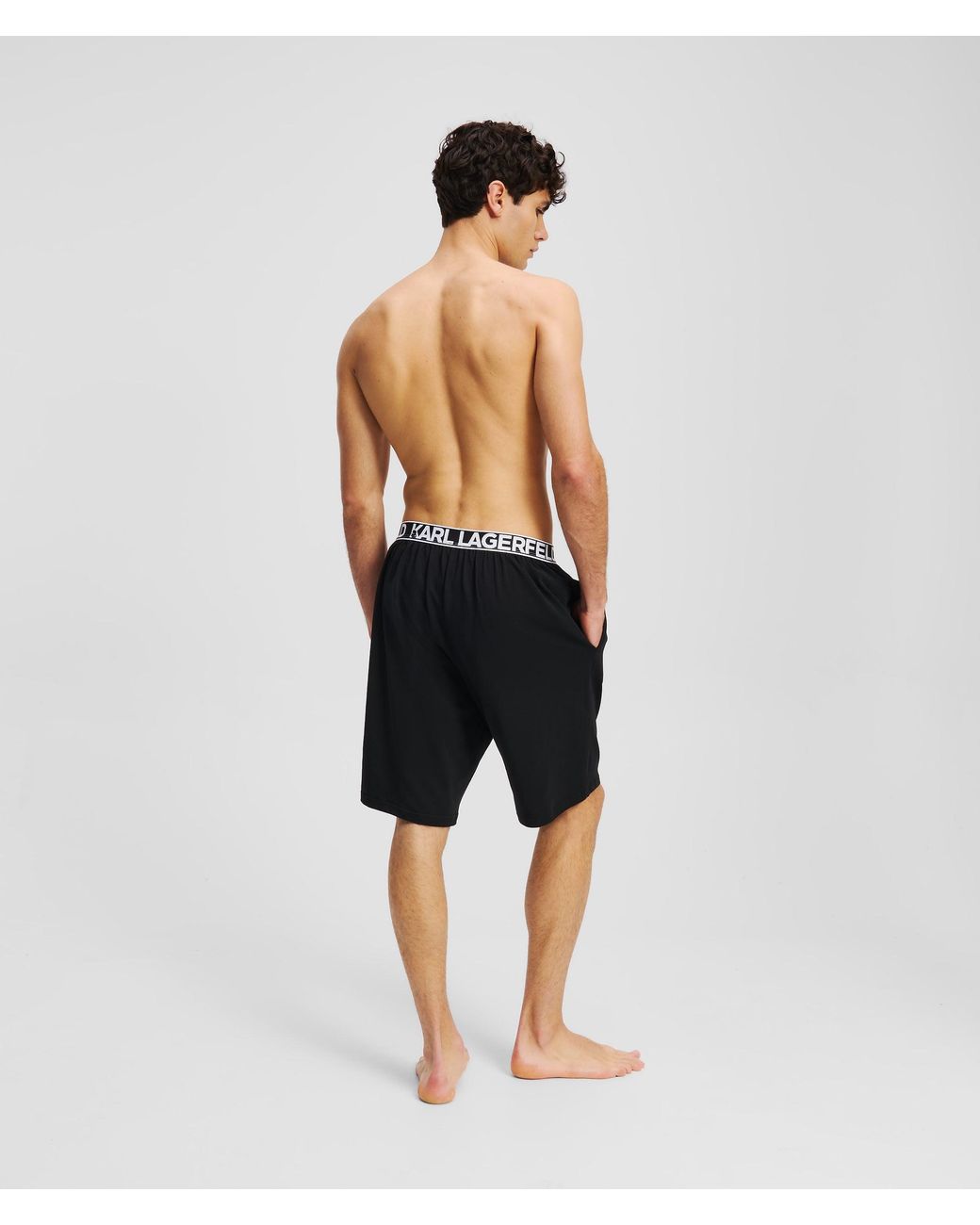 Karl Lagerfeld Black Logo Pajama Shorts for men