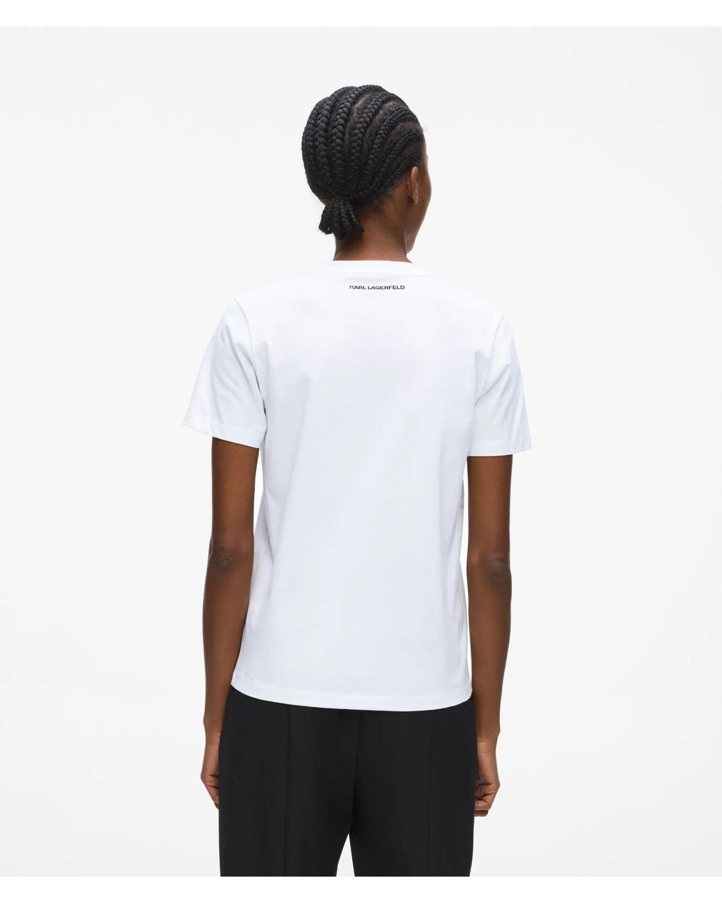 Karl Lagerfeld White Illustrated Portrait T-Shirt