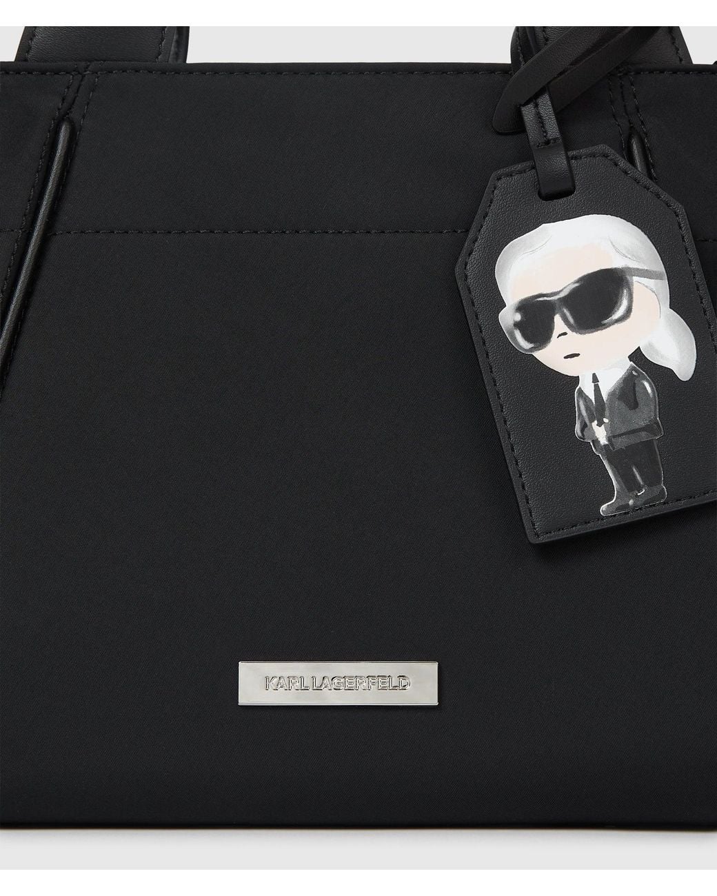Karl Lagerfeld Black Ikon Nylon Small Tag Tote Bag