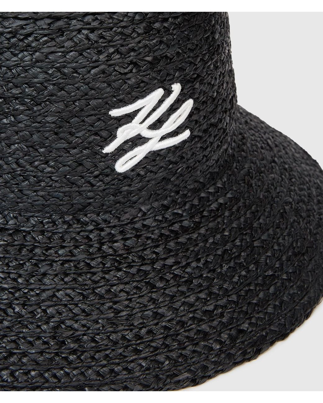 Karl Lagerfeld Black Autograph Raffia Beach Bucket Hat
