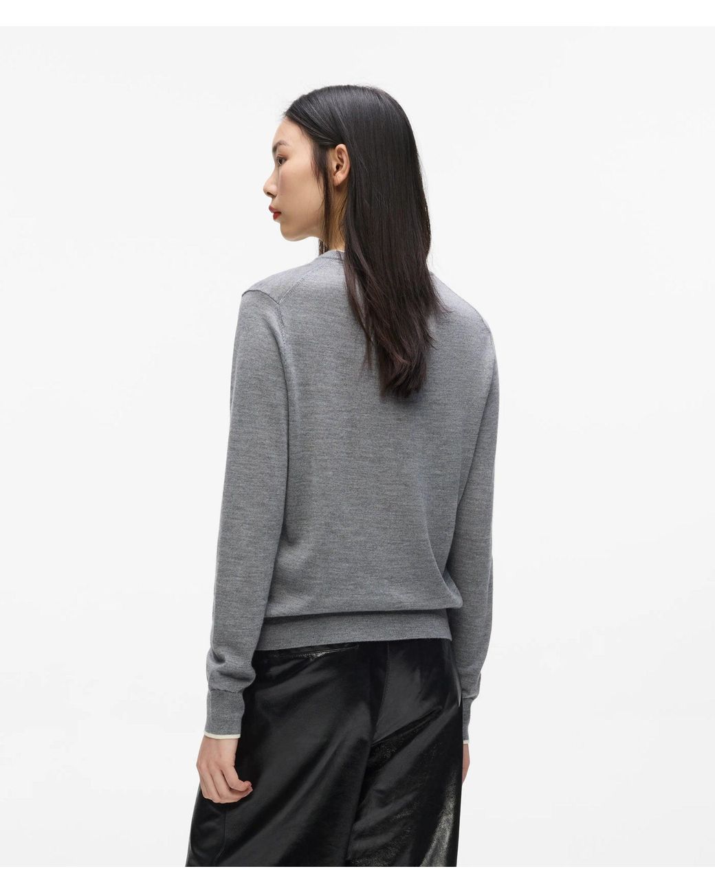 Karl Lagerfeld Gray Merino Wool Crewneck Sweater