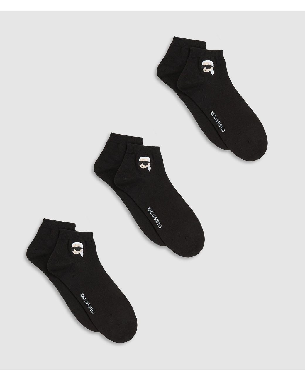 Karl Lagerfeld Black Ikon Short Socks – 3-Pack for men