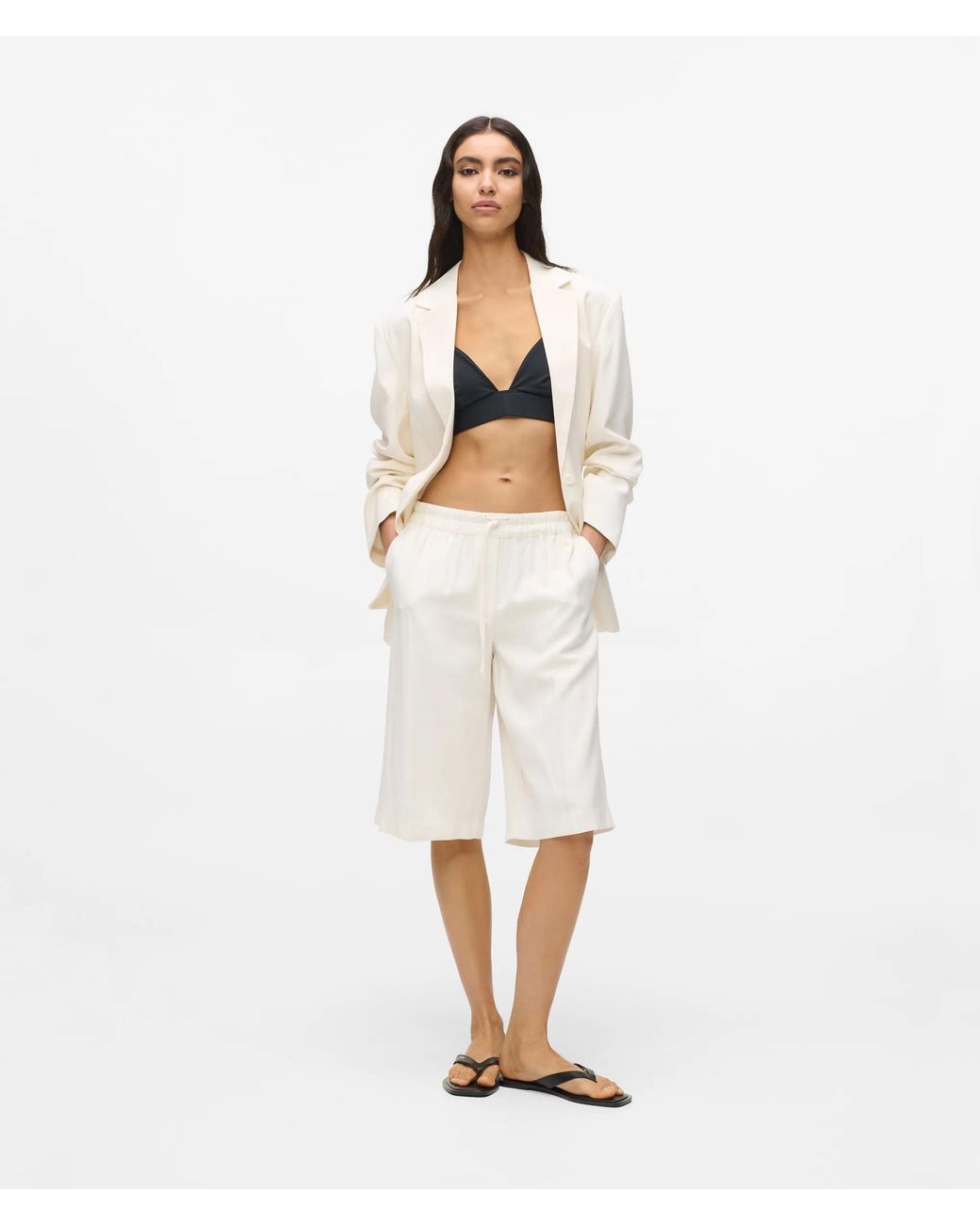 KL Jeans White Tie Waist Blazer