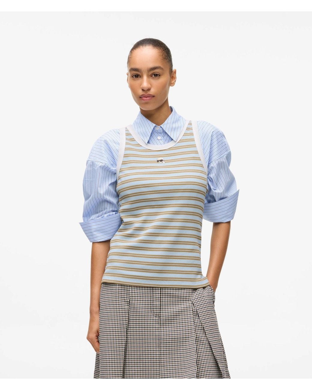 Karl Lagerfeld Blue Ikon Striped Tank Top, Multicoloured