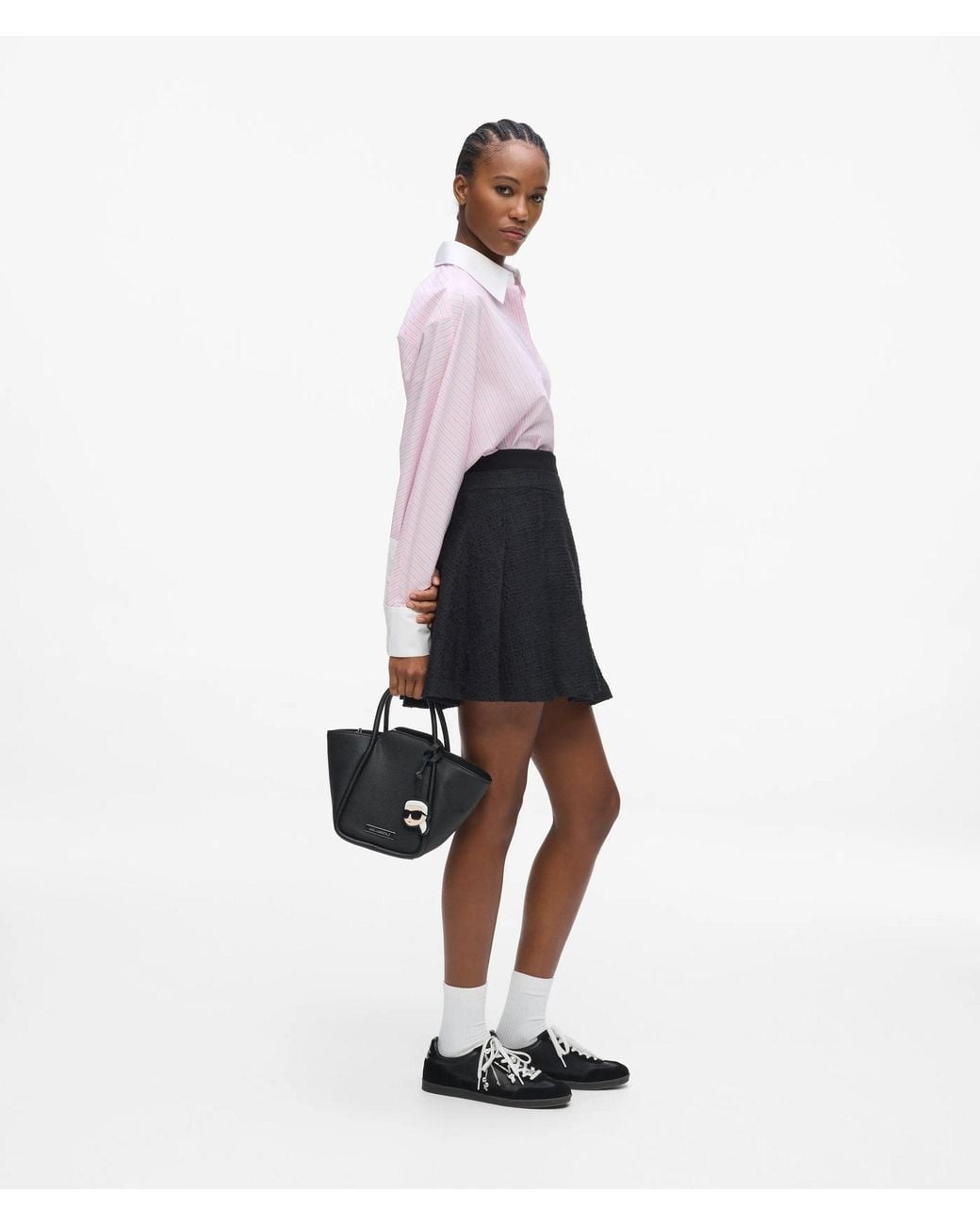 Karl Lagerfeld Black Ikon Pebble Small Tote Bag