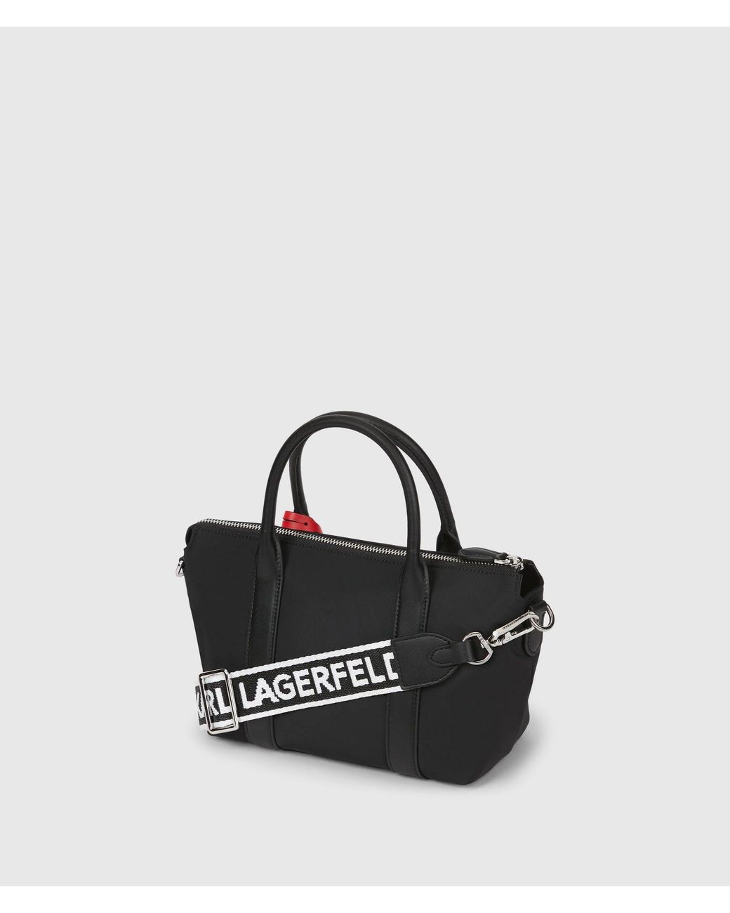 Karl Lagerfeld Black Nylon Ikon Small Charm Tote Bag