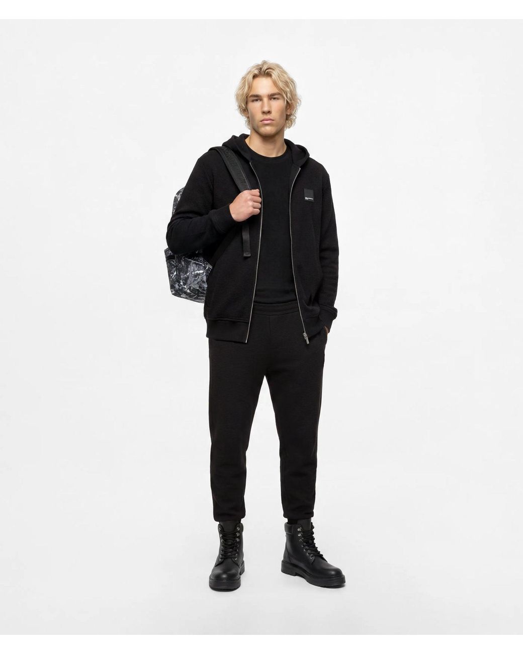 KL Jeans Black Waffle Sweatpants for men