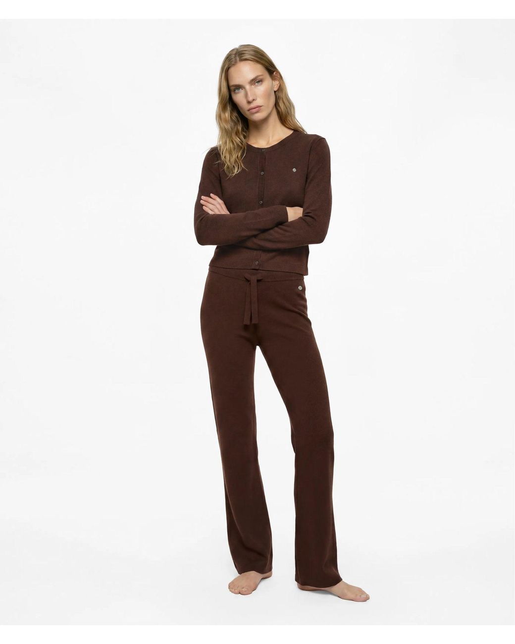 Karl Lagerfeld Brown Autograph Cashmere Blend Loungewear Pants