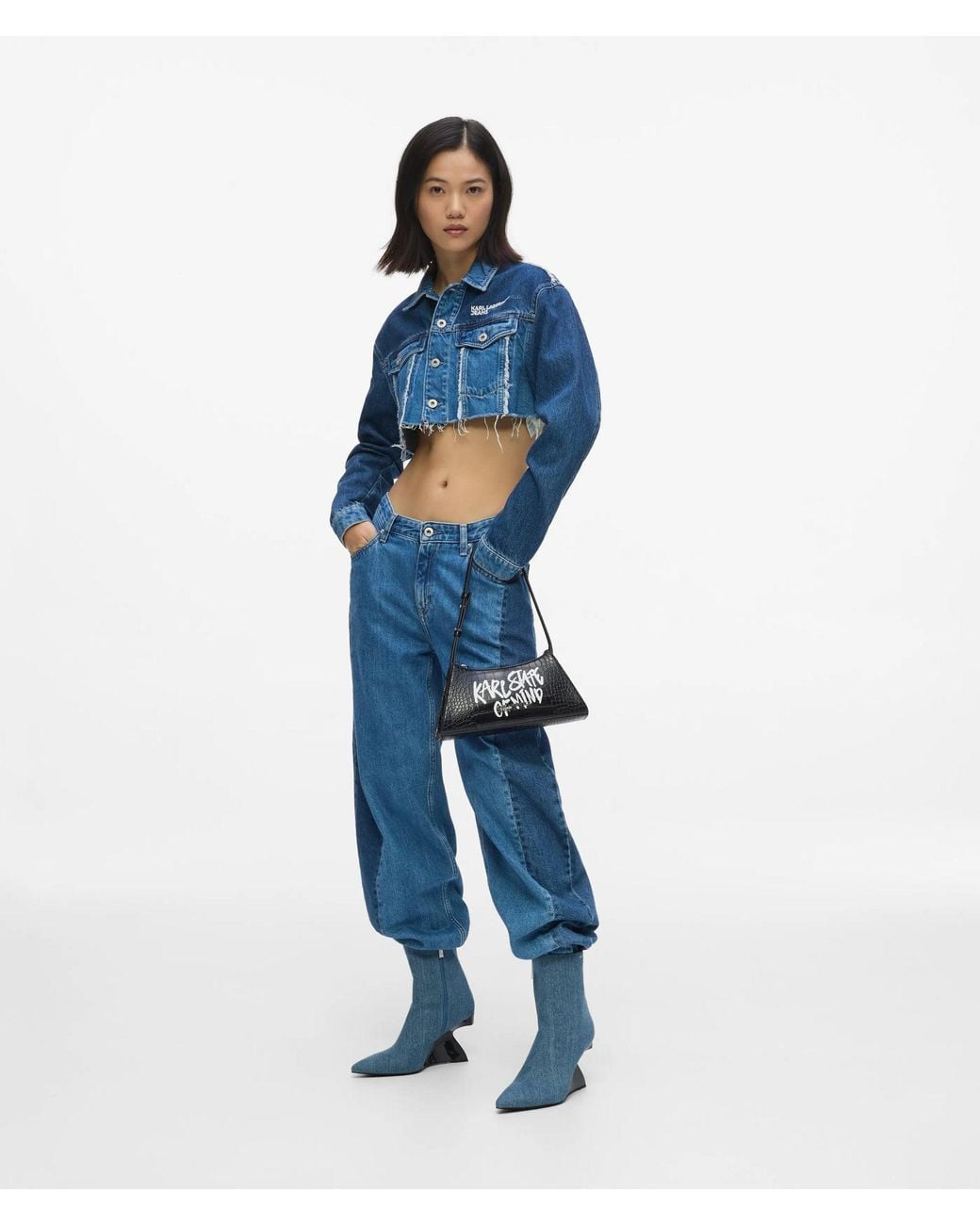 KL Jeans Black Karl Quote Small Shoulder Bag