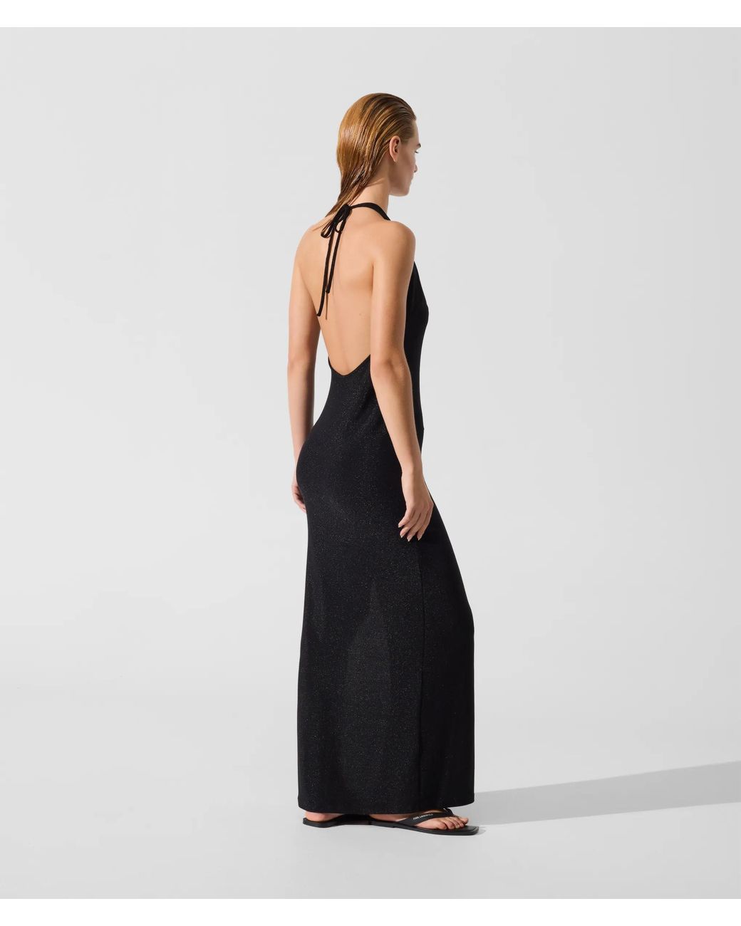 Karl Lagerfeld Black Signature Metallic Maxi Beach Dress
