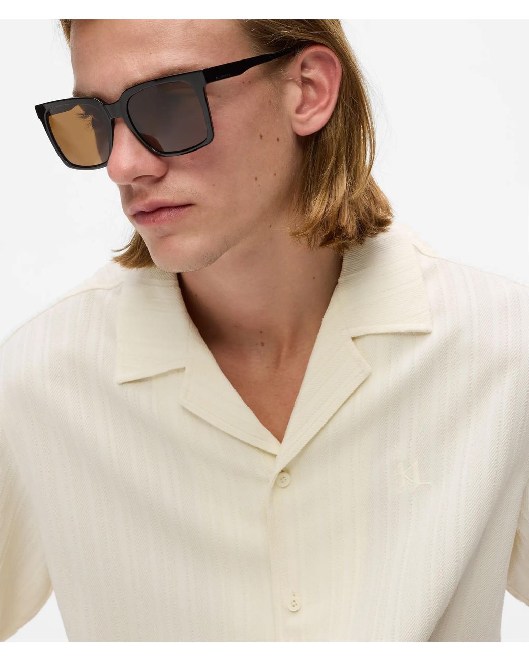 Karl Lagerfeld Black Logo Navigator Sunglasses for men