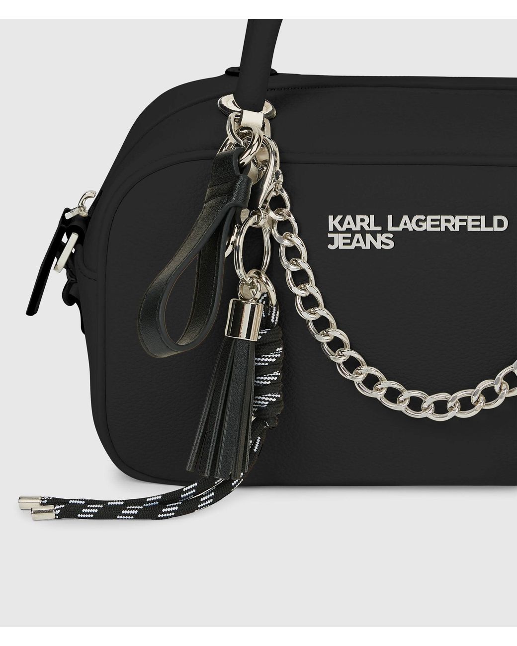 KL Jeans Black Charms Top-Handle Crossbody Bag