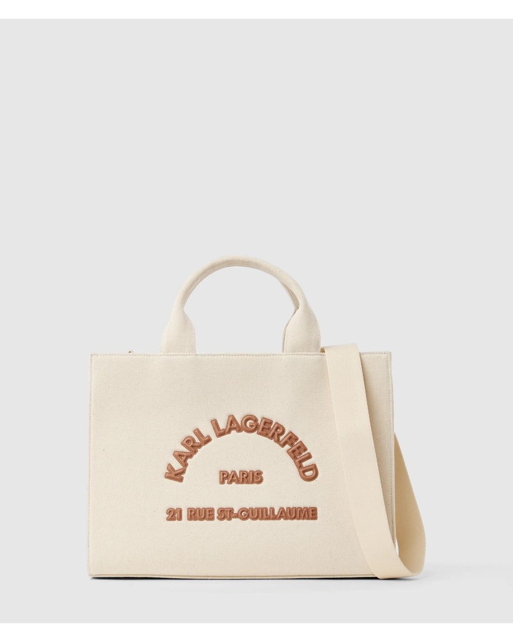 Karl Lagerfeld Natural Rue St-Guillaume Square Patch Medium Tote Bag