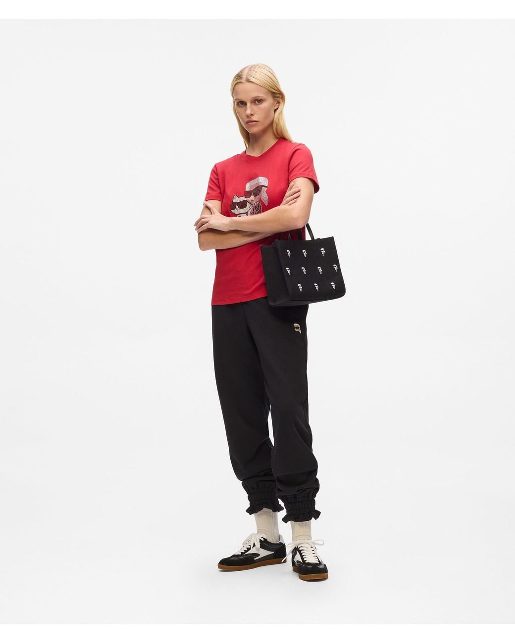 Karl Lagerfeld Black Ikon All-Over-Print Tote Bag