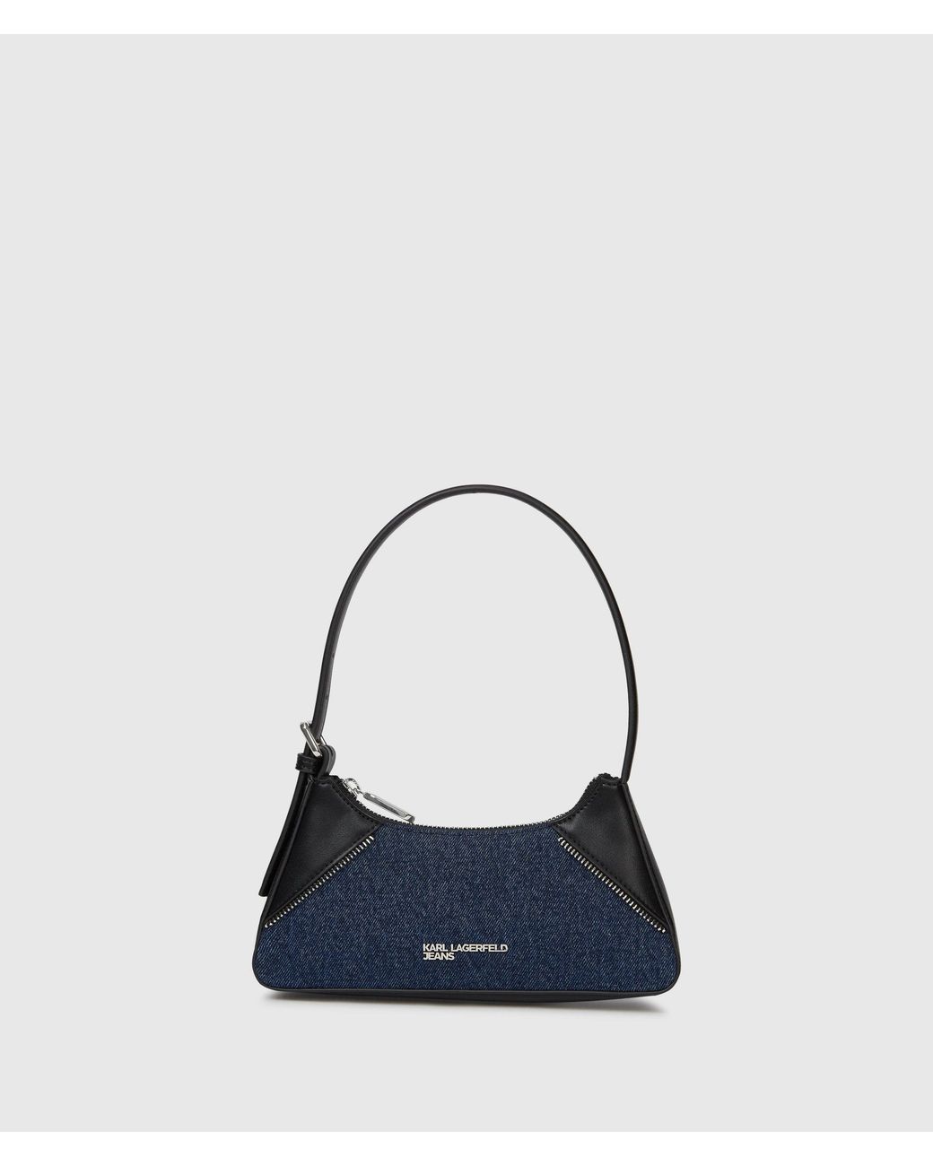 KL Jeans Blue Rebel Denim And Faux-Leather Shoulder Bag