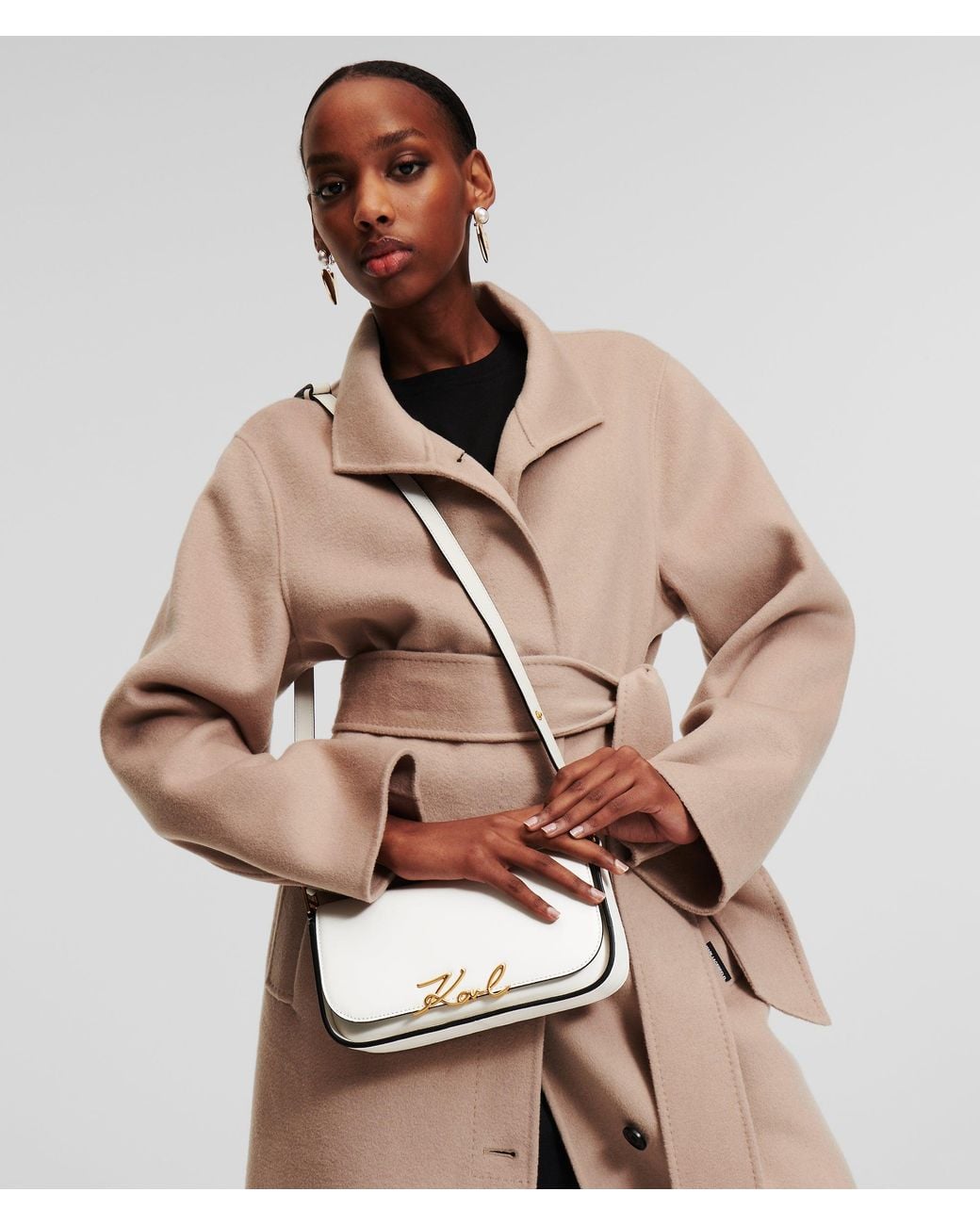 Karl Lagerfeld Natural K/Signature Two-Way Crossbody Bag