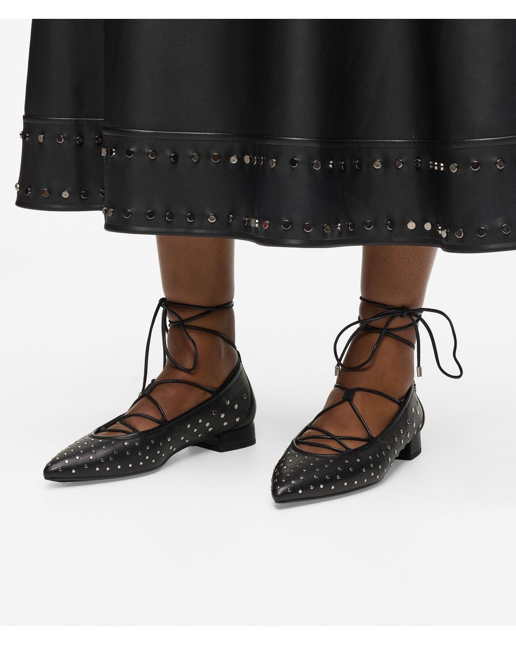 Karl Lagerfeld Black Kerrie Ballerina Long Lace Flats
