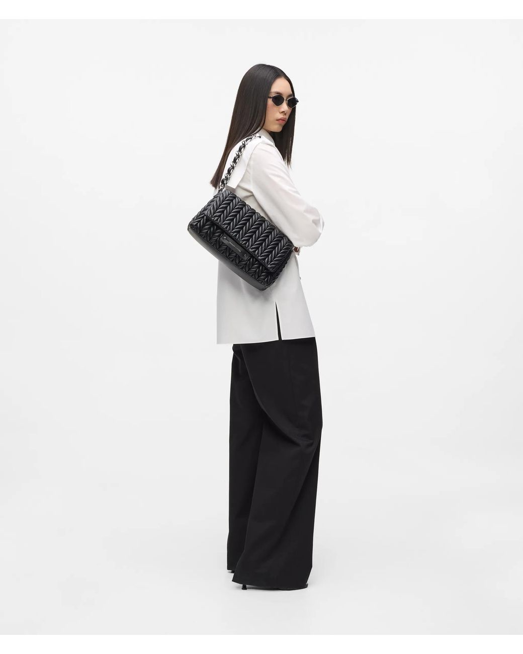 Karl Lagerfeld Black K/Weave Flap Shoulder Bag