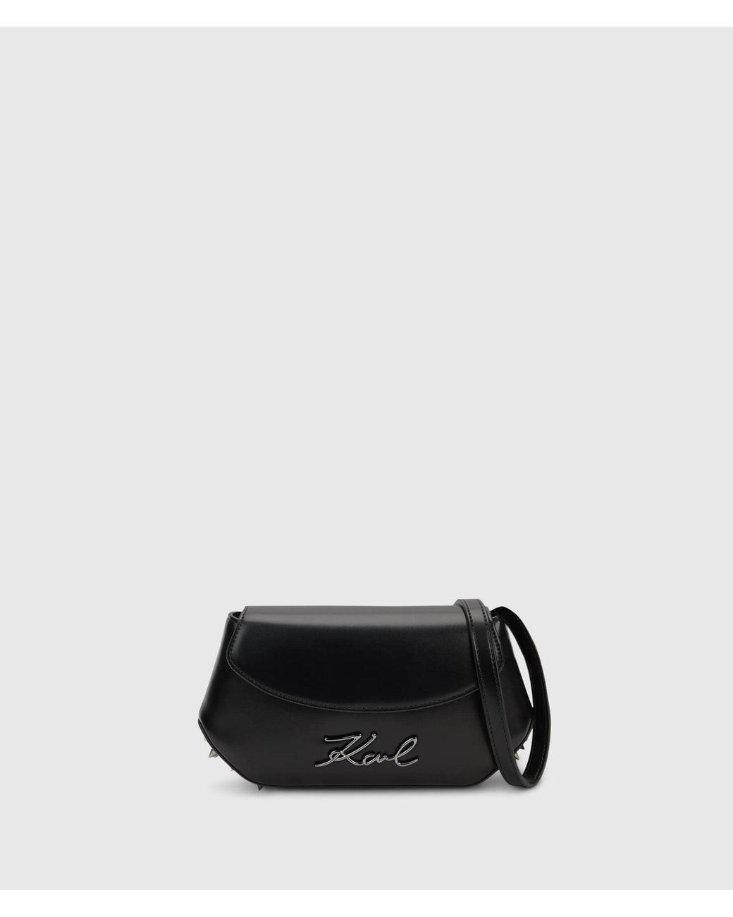 Karl Lagerfeld Black K/Signature Curved Stud Crossbody Bag