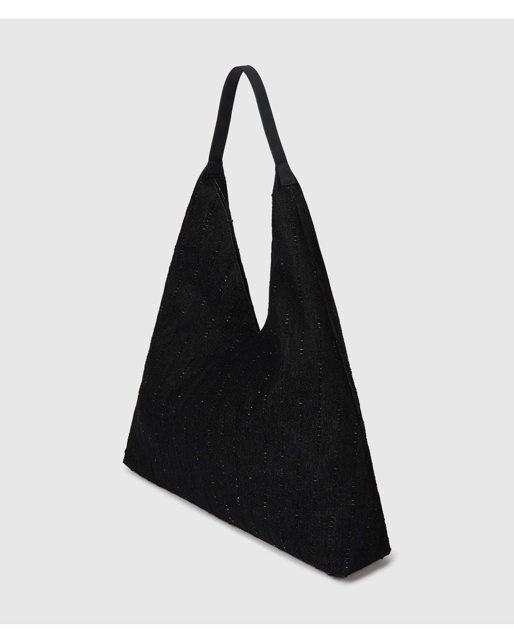 KL Jeans Black Pinstripe Denim Trapeze Shopper