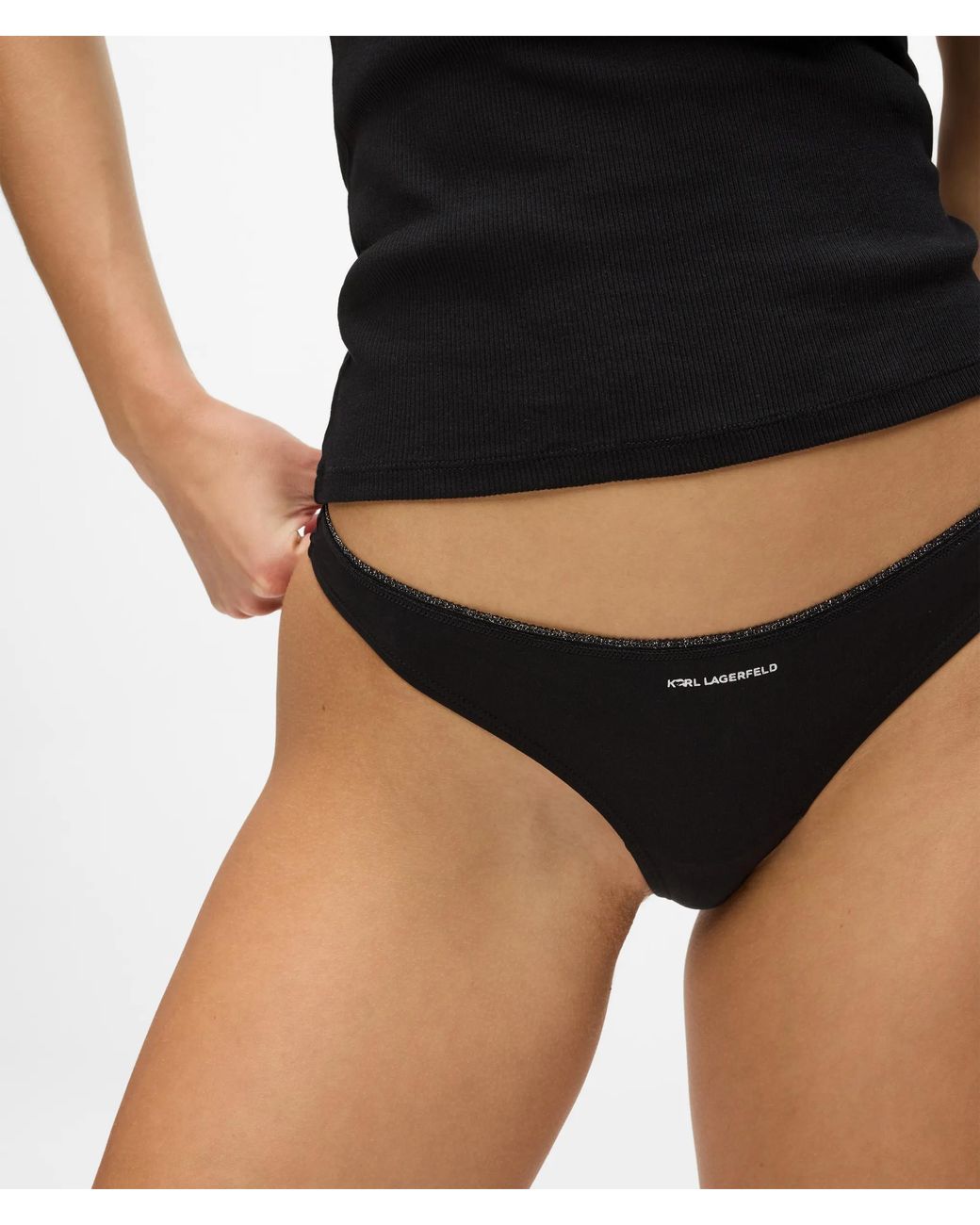 Karl Lagerfeld Black Ikon Glitter Thong