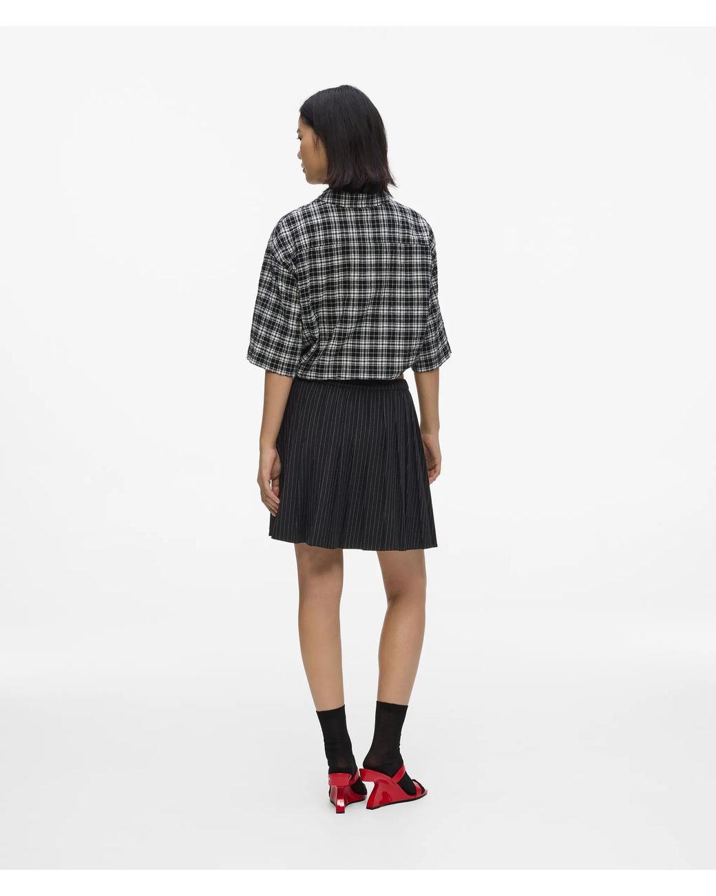 KL Jeans Black Pinstripe Pleated Mini Skirt