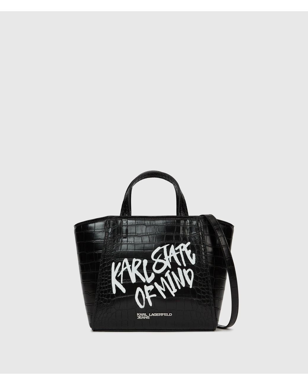 KL Jeans Black Karl Quote Mini Tote Bag