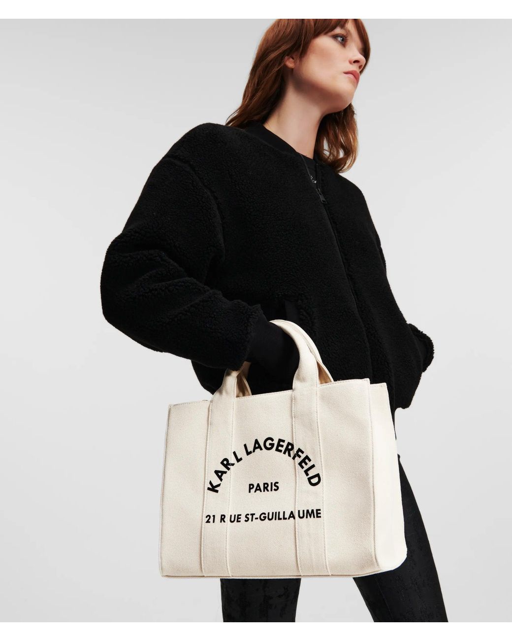 Karl Lagerfeld Natural Rue St-Guillaume Medium Square Tote Bag