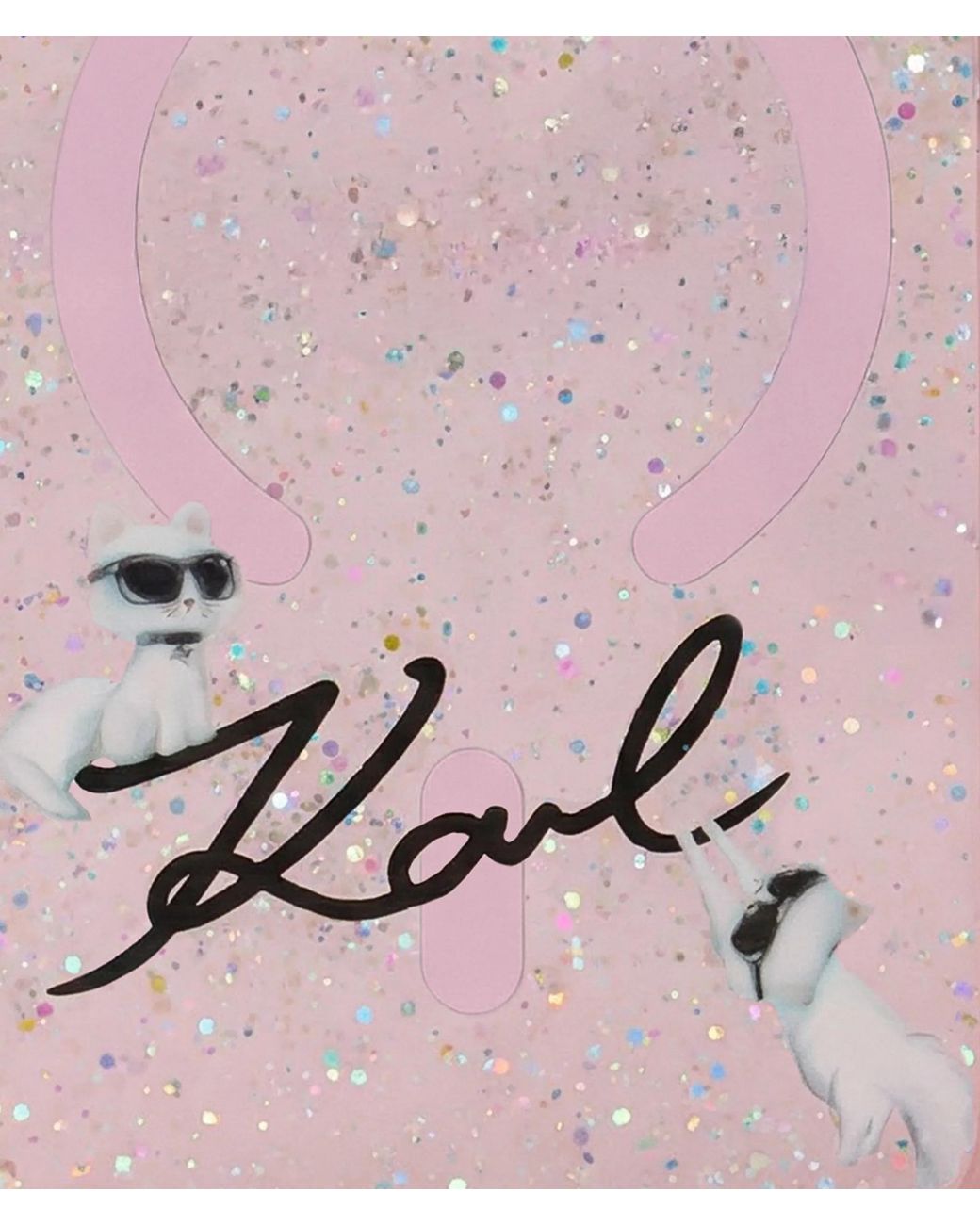 Karl Lagerfeld Pink Ikon Choupette Glitter Iphone 17 Pro Case