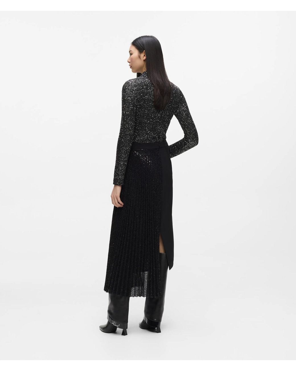 Karl Lagerfeld White Asymmetric Sequin Skirt
