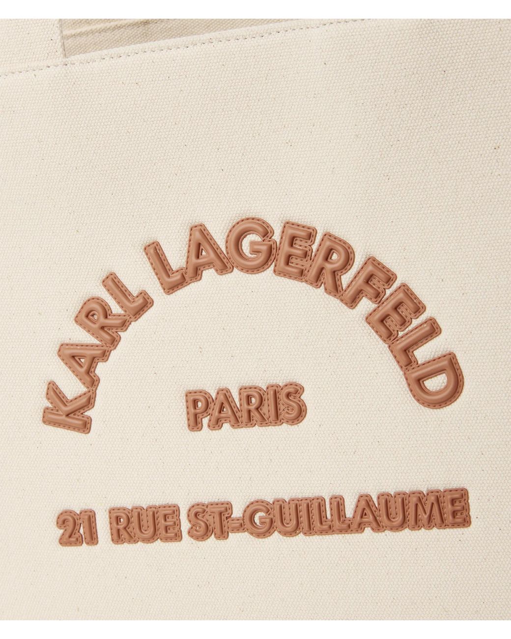 Karl Lagerfeld Natural Rue St-Guillaume Square Patch Medium Tote Bag