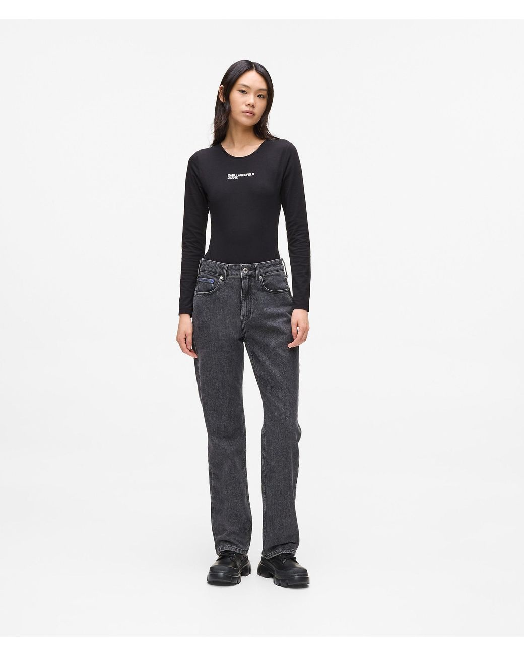 KL Jeans White High-Rise Straight Jeans