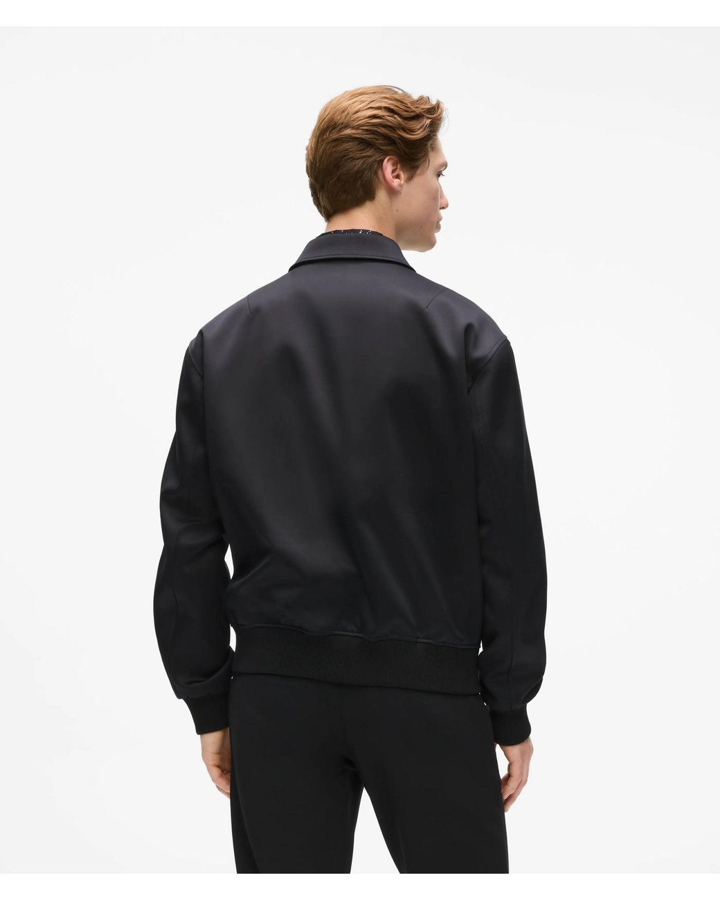Karl Lagerfeld Black Monogram Satin Bomber Jacket for men