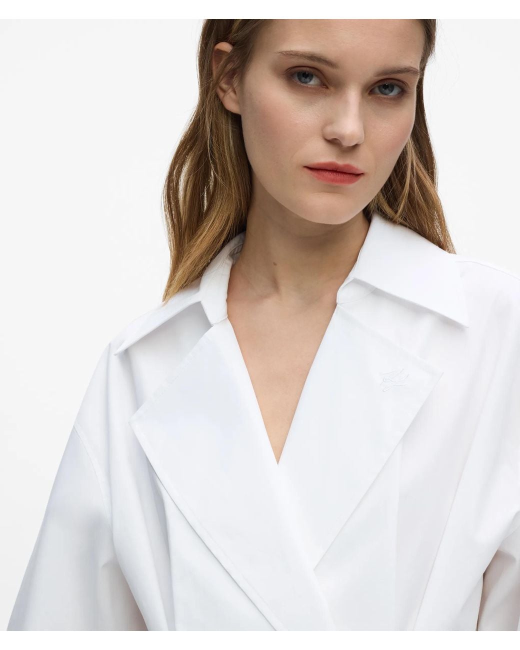 Karl Lagerfeld White Double-Breasted Poplin Shirt