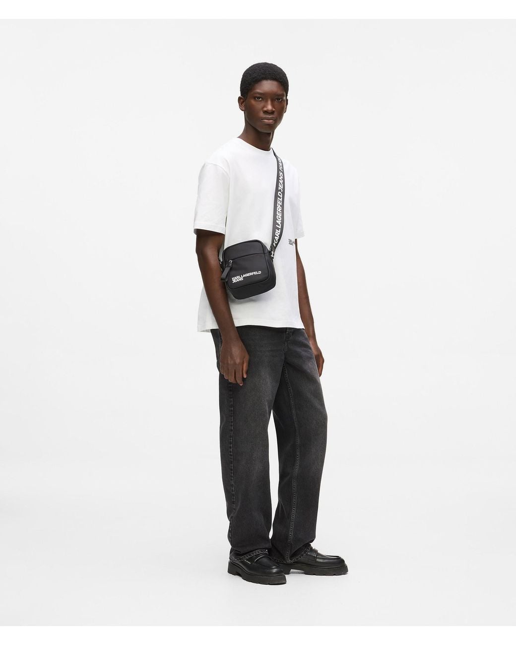 KL Jeans Black Nylon Crossbody Bag for men
