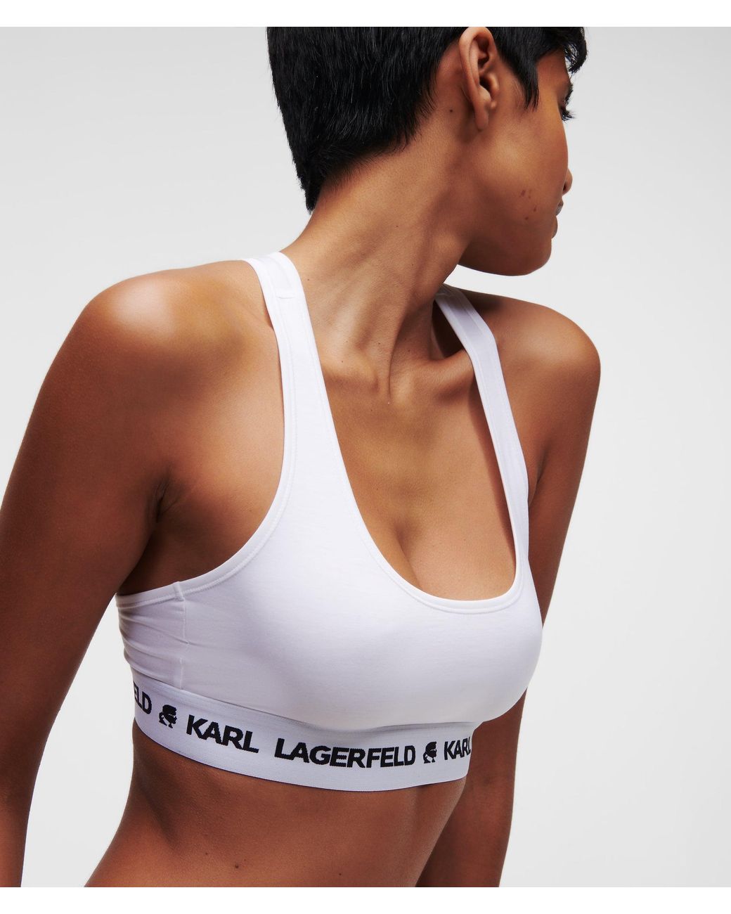 Karl Lagerfeld White Logo Bralette