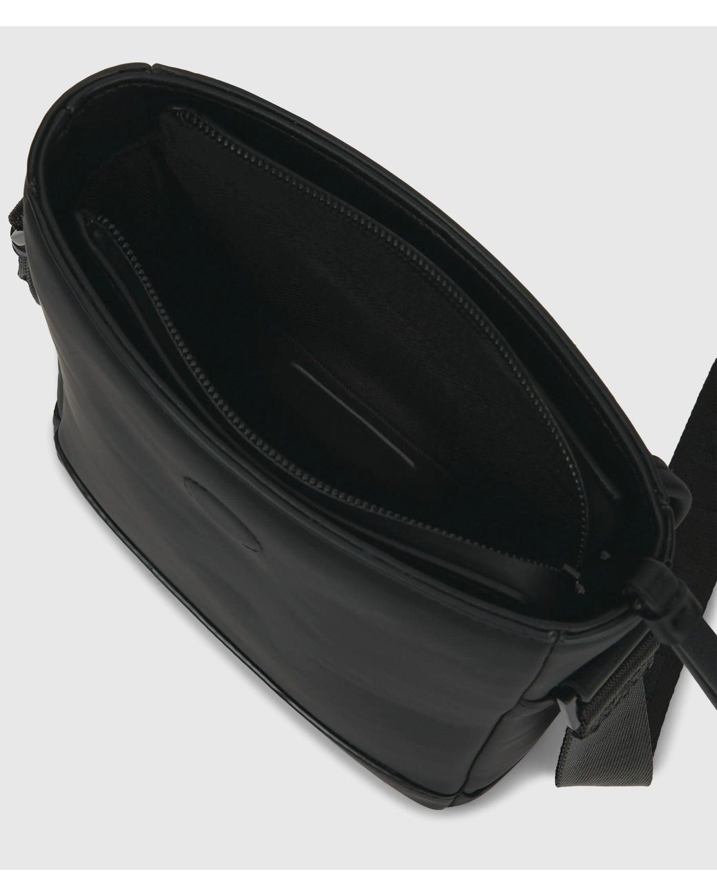 KL Jeans Black Coated Technical-Leather Reporter Bag for men