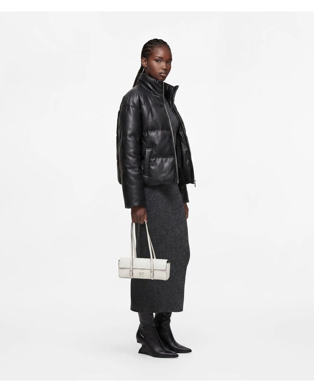 KL Jeans White K Logo Elongated Shoulder Bag