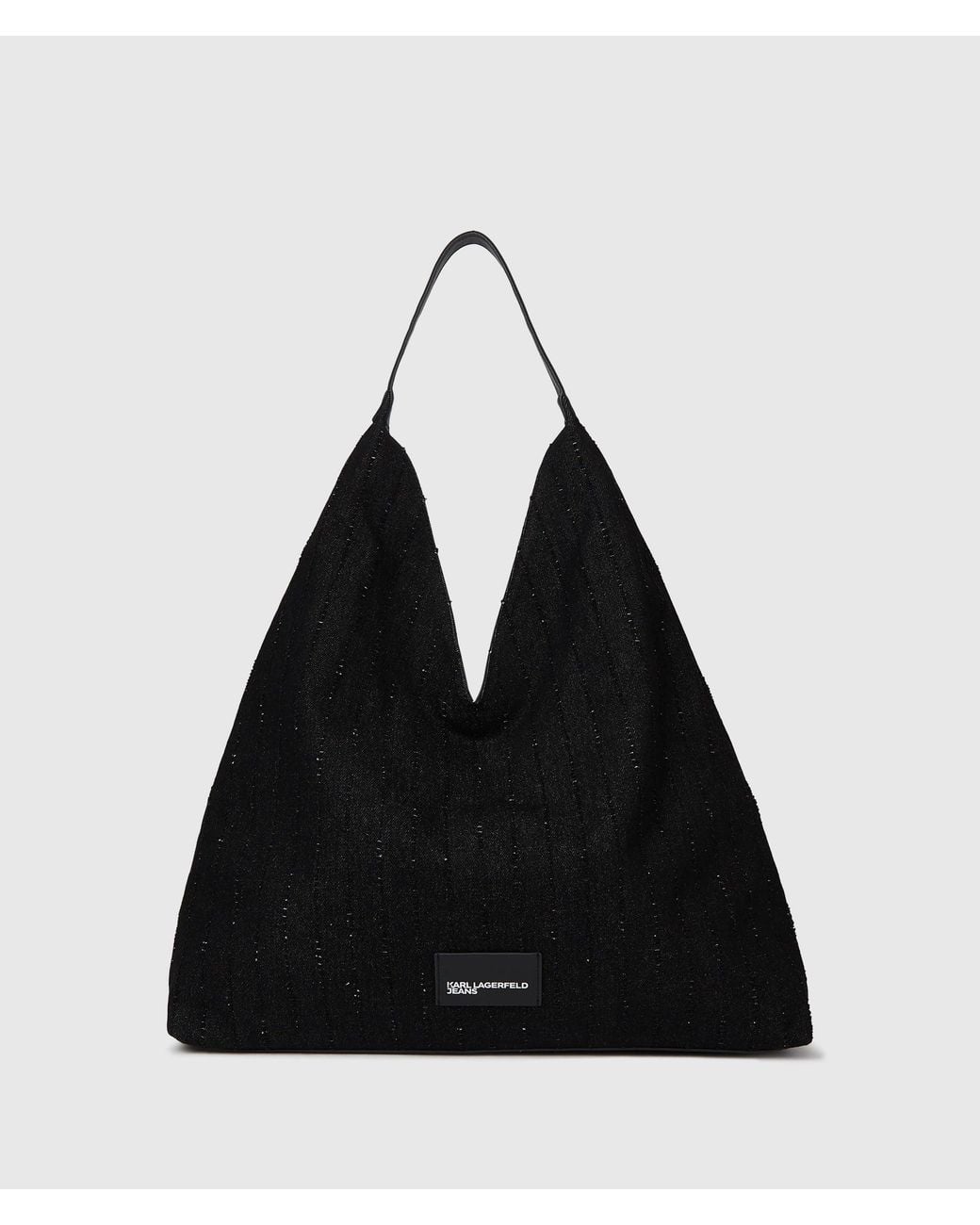 KL Jeans Black Pinstripe Denim Trapeze Shopper