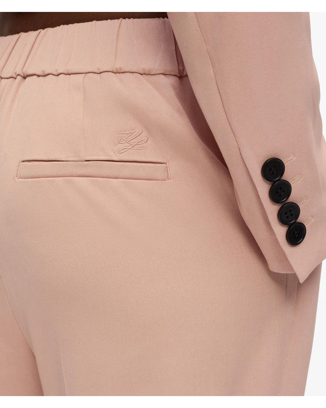 Karl Lagerfeld White Satin-Blend Pants