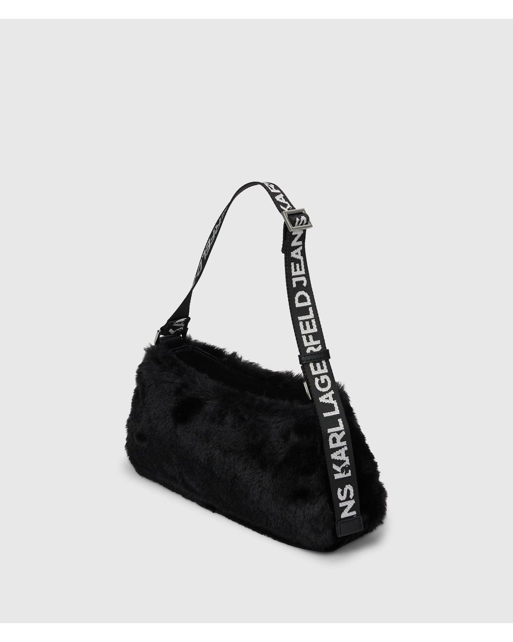 KL Jeans Black Box Logo Furry Shoulder Bag