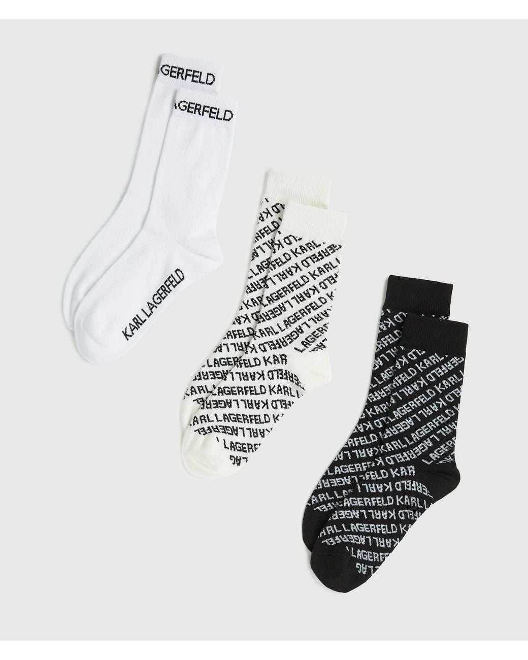 Karl Lagerfeld Metallic All-Over Logo Socks – 3-Pack, Multicoloured