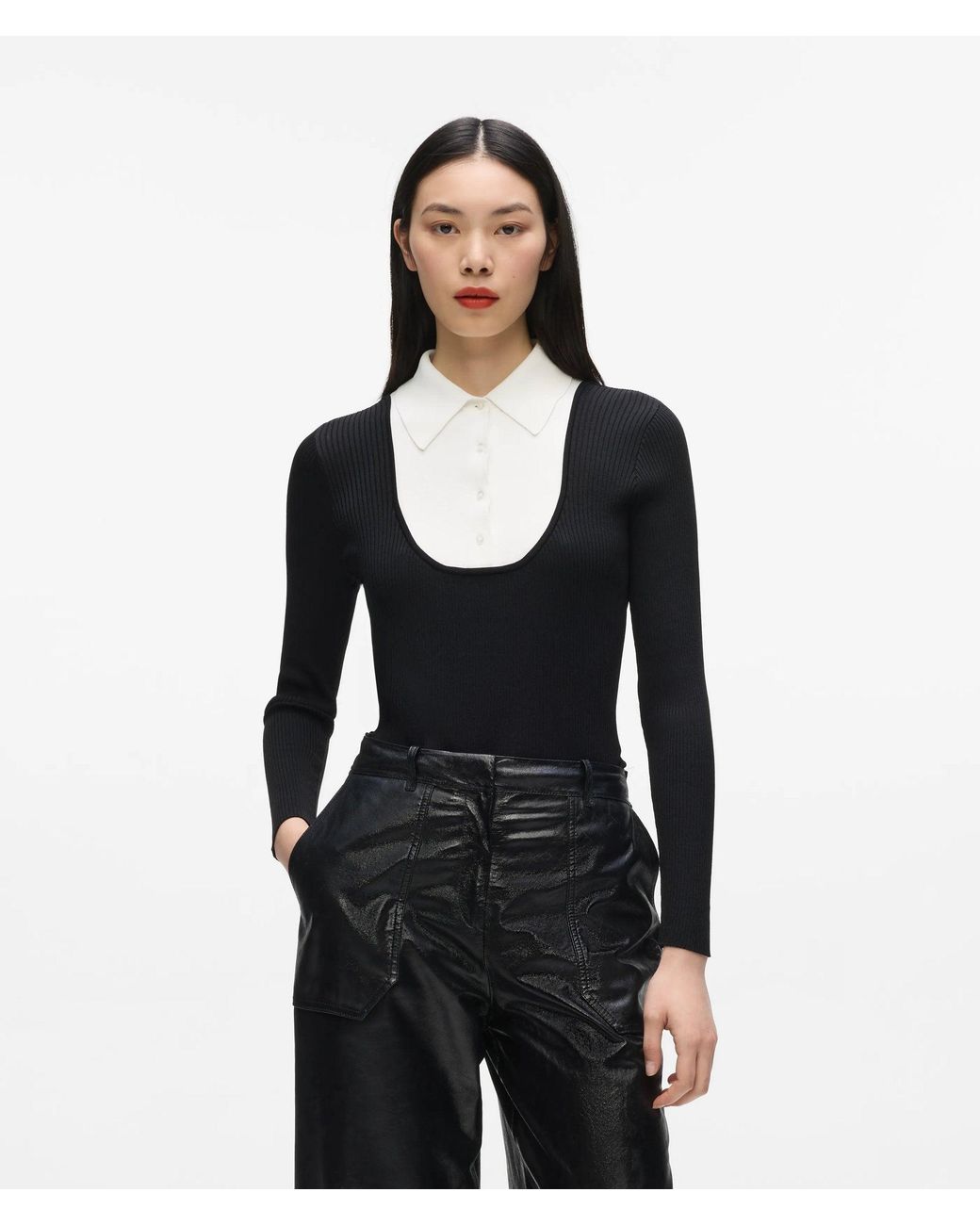 Karl Lagerfeld Black Shirt Detail Sweater