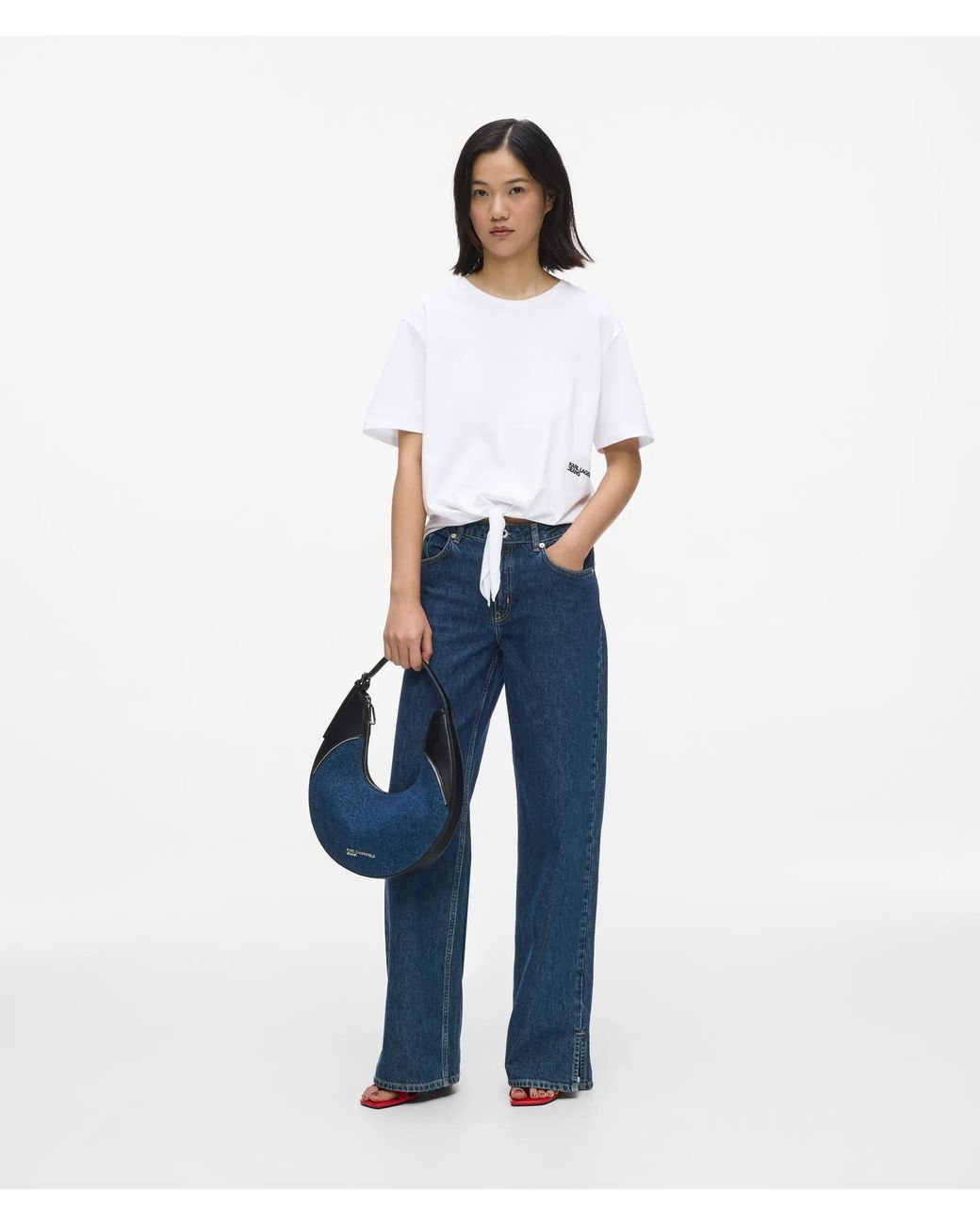 KL Jeans White Regular‑Fit Tie Detail T-Shirt