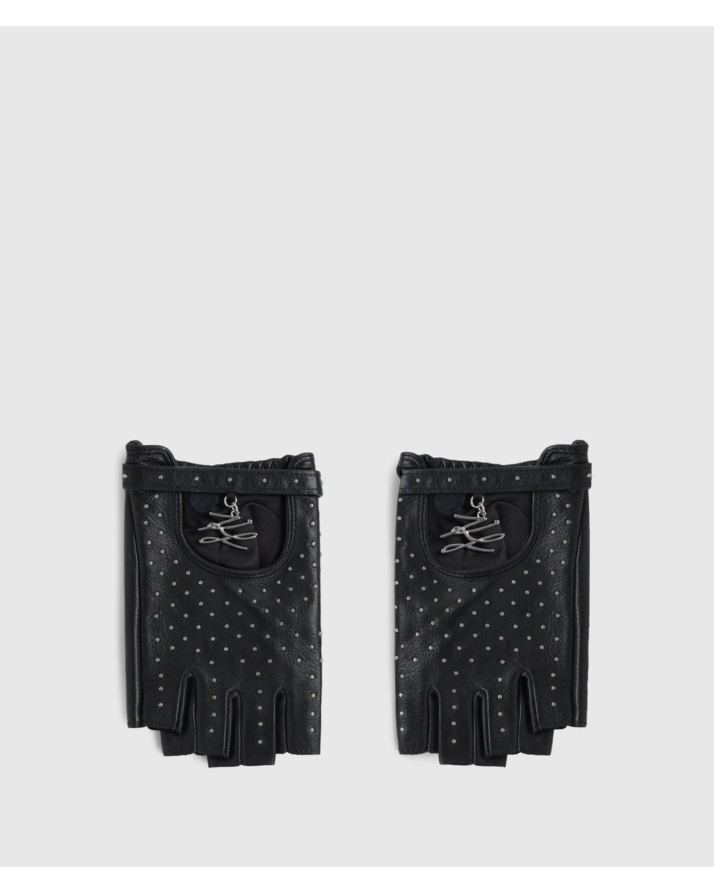 Karl Lagerfeld Black K/Autograph Studded Fingerless Gloves